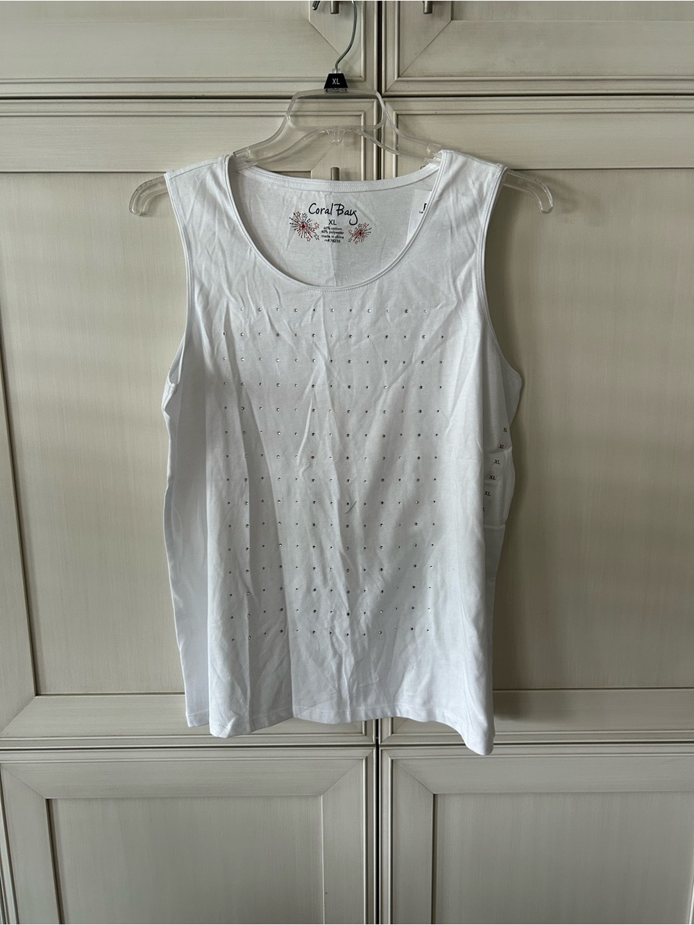 Coral Bay White Sleeveless Tank with Stud Accents